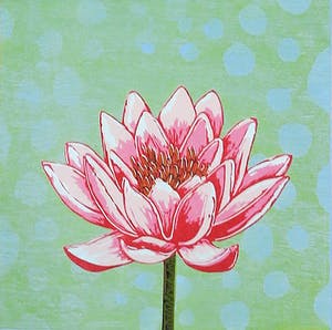 Dianne Bakker - Hout & Linosnede op Japans papier, Waterlelie kopen? Bied vanaf 1!