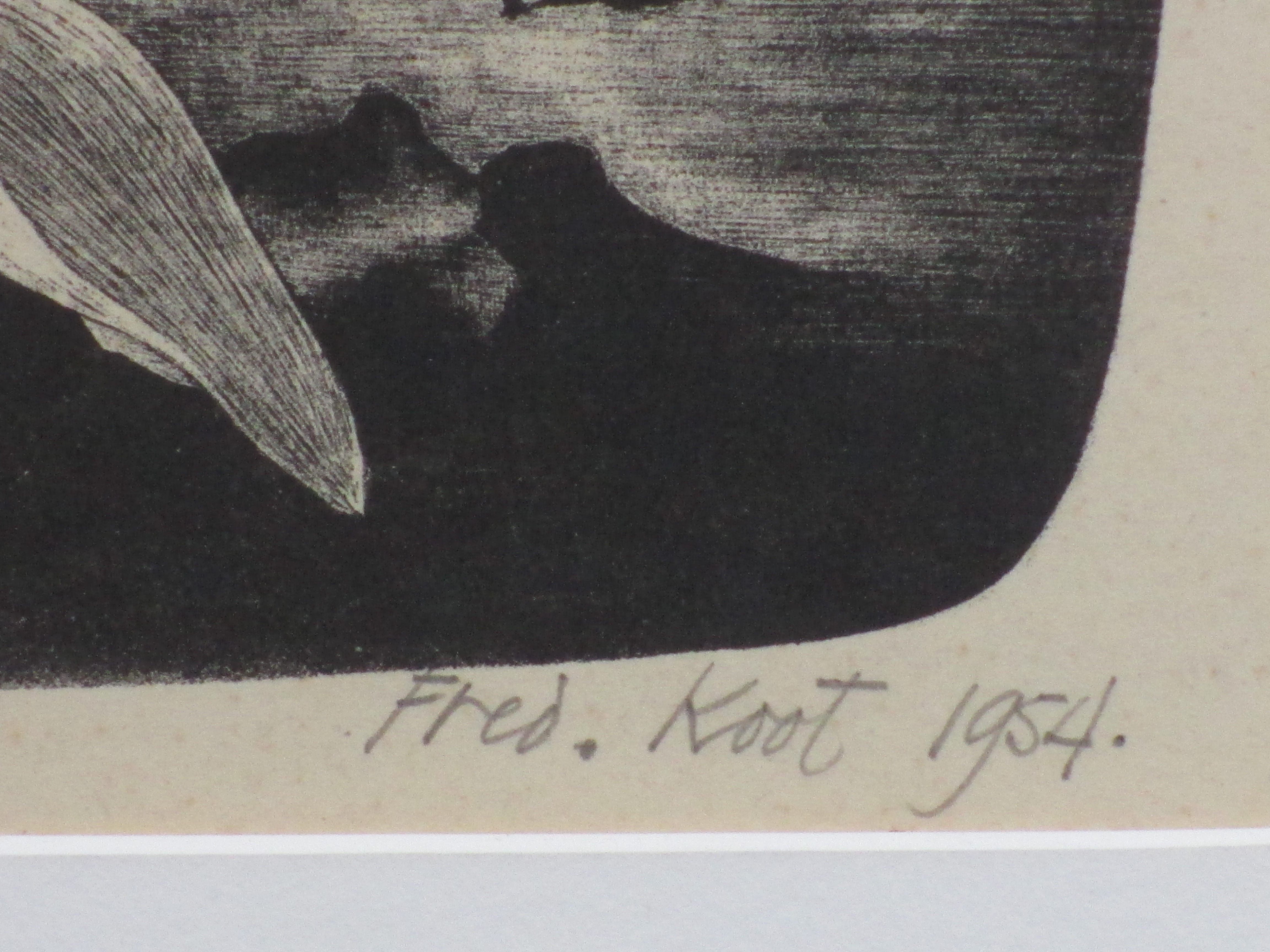 Fred Koot - Vogel in cosmisch landschap - Litho kopen? Bied vanaf 1!