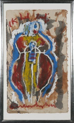 Anton Heyboer - Gemengde techniek op papier, Drieluik Ik geloof & Ik heb lief - Ingelijst kopen? Bied vanaf 900!