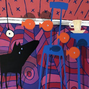 Peter Bastiaanssen - Dog with jumping fisch kopen? Bied vanaf 85!