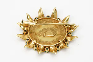 Opvallend Venezuela 1959 "Native Chief Terepaima" munt/montuur met 12 smaragdjes kopen? Bied vanaf 410!