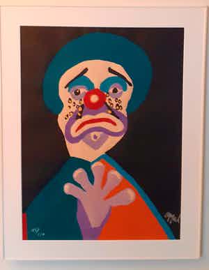 Karel Appel - Le Clown aux Larmes d’Or (mooi gelijst) verkocht voor € 1850!