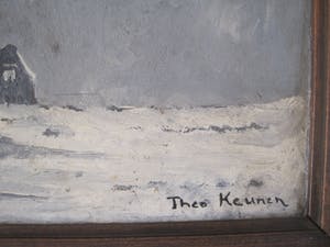 Niet of onleesbaar gesigneerd - Stellingmolen in winterlandschap. kopen? Bied vanaf 1!