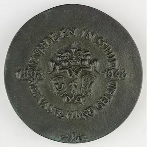 Loekie Metz - Penning, brons: Regeringsjubileum Koningin Wilhelmina, 1948 kopen? Bied vanaf 70!