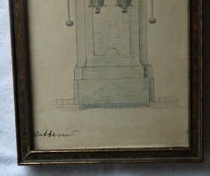 Niet of onleesbaar gesigneerd - Ingelijste tekening , Stadspomp / waterpomp Hattem - oud kopen? Bied vanaf 1!