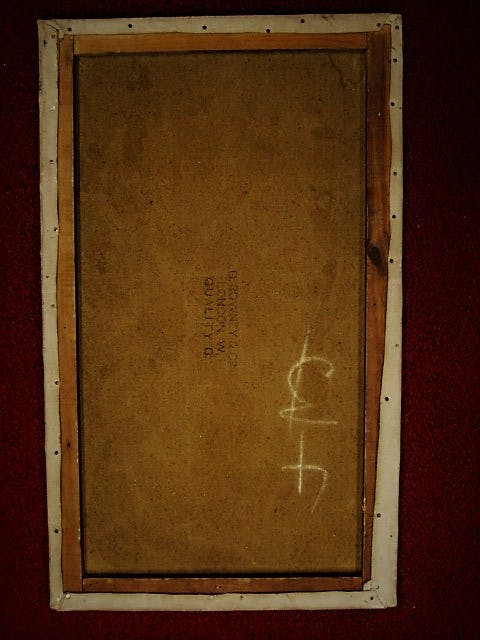 Niet of onleesbaar gesigneerd - Groot 1946 gesigneerd Amerikaans olieverf "Moestuin met Sla" kopen? Bied vanaf 1!