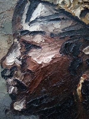 Niet of onleesbaar gesigneerd - Twee moderne Afrikaanse portretten kopen? Bied vanaf 1!