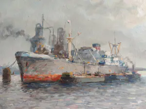 Jan Schaeffer - Zicht op de Rotterdamse haven kopen? Bied vanaf 150!