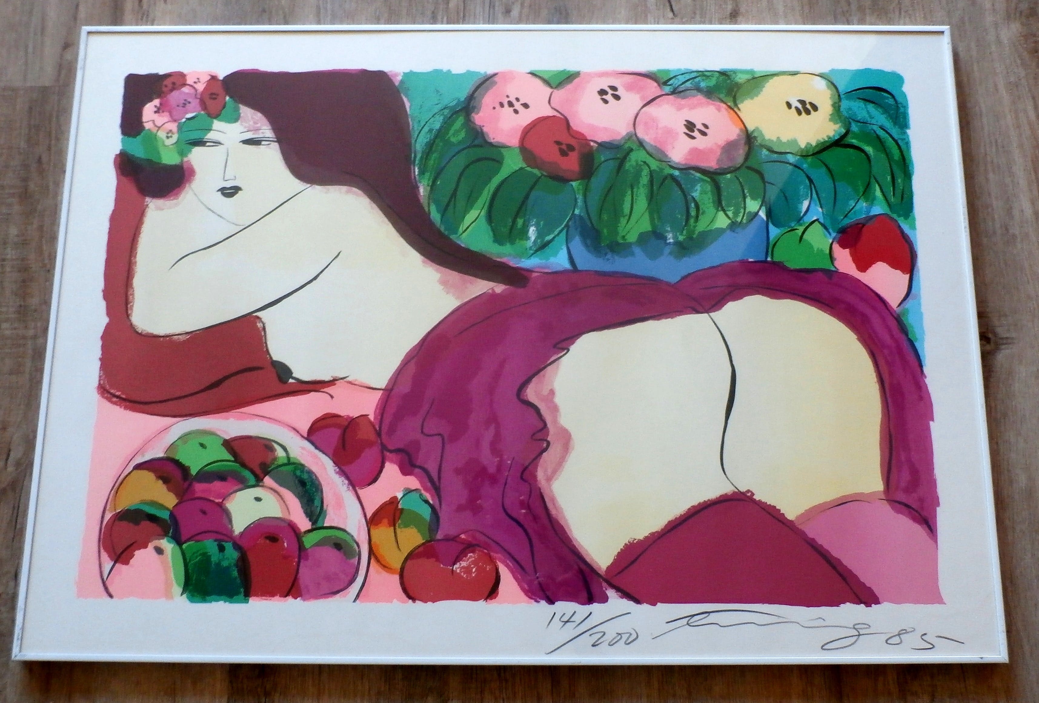 Walasse Ting - Ingelijste grote litho: Liggende naakte vrouw - 1985 kopen? Bied vanaf 595!