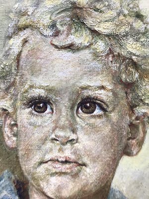 Niet of onleesbaar gesigneerd - Schilderij van meisje, gesigneerd en ingelijst kopen? Bied vanaf 1!