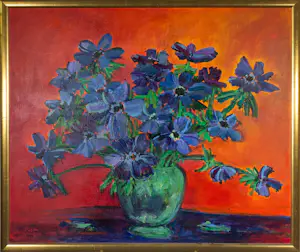 AcheterMaya Wildevuur - Acryl op doek, Bloemen en vaas - Ingelijst (Zeer groot)? Enchérissez de 400!