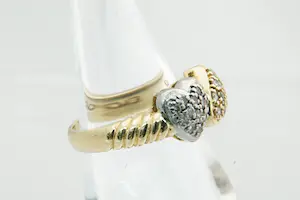 35- Chique bi-color goud (18 krt) platina & diamanten (0.30ct) HART ring kopen? Bied vanaf 190!