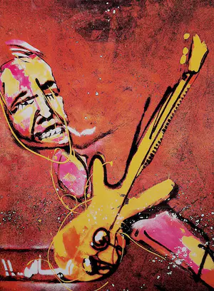 Herman Brood - De bassist, zeefdruk (netjes ingelijst, extreem zeldzaam, waarschijnlijk unica) kopen? Bied vanaf 495!