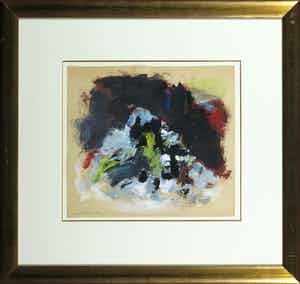 Eugene Brands - Gouache, Abstracte compositie - Ingelijst verkocht voor € 1600!