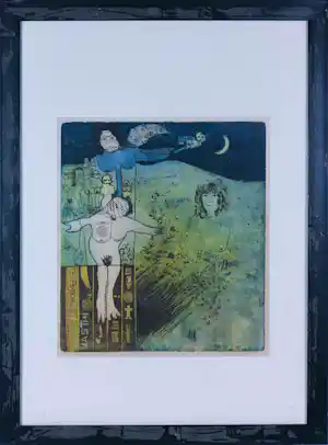 Michel van Overbeeke - Ets, Mama op de paal - Ingelijst vendu pour 70€ !