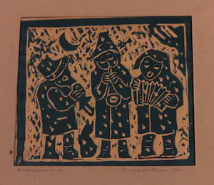 Harm Kamerlingh Onnes - Linosnede - Nieuwjaarswens 1960 kopen? Bied vanaf 1!