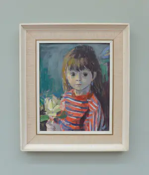 Anna Borst Pauwels - Portret van een meisje met bloem - Olieverf op paneel - Gesigneerd kaufen? Bieten Sie von 35!