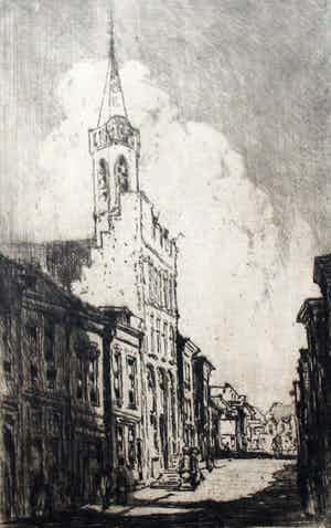 Herman Heuff - Ets - stadsgezicht verkocht voor € 49!