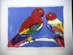 Walasse Ting - TWO PARROTS (MOOI INGELIJST!) verkocht voor € 495!