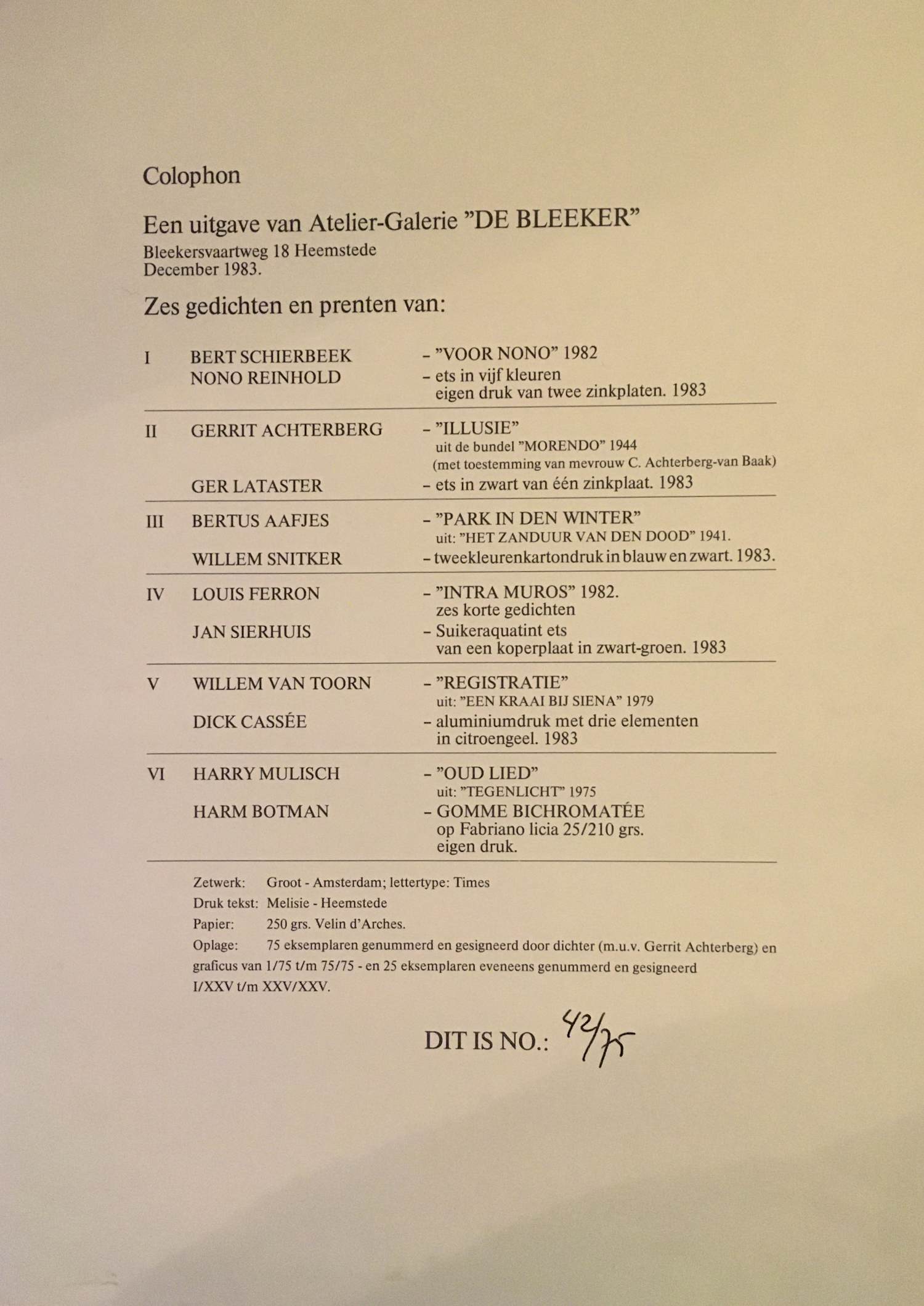 Willem Snitker - 6x2=12 Zes gedichten en prenten kopen? Bied vanaf 150!