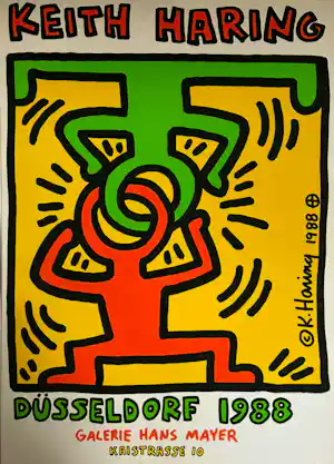 Keith Haring - Düsseldorf 1988 Galerie Hans Mayer vendu pour 125€ !