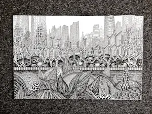 Jan Bernard Meinen - Grote & gedetailleerde Inkt-tekening "Vogels in dozen" - 1974 - gesigneer kopen? Bied vanaf 29!