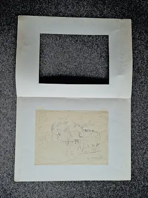 Tonny Kristians - Grote realistische INKT tekening "hert-achtigen" - 1924 - gesign kopen? Bied vanaf 60!