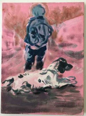 Stijn Peeters - Z.T. (man in landschap) kopen? Bied vanaf 50!