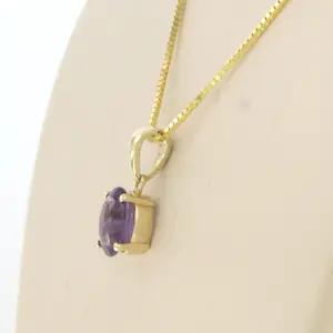 14k geel gouden collier  met hanger bezet met amethist - 45 cm kopen? Bied vanaf 160!