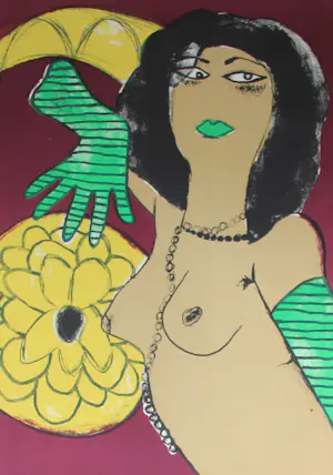 Corneille - Kleuren litho: Un femme aux gants verts - 1978 kaufen? Bieten Sie von 395!