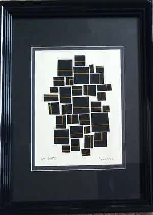 Siep van den Berg - Collage op papier met Rode lijn verkocht voor € 140!