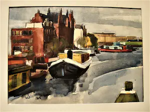 Niet of onleesbaar gesigneerd - Gesigneerd expressionistisch jaren 60 Aquarel "Amsterdam PH Kade" kopen? Bied vanaf 1!