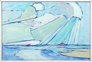 Paul Overhaus - Acryl op doek, Lichtstralen - Ingelijst verkocht voor € 70!