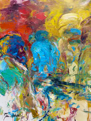 Jan van Lokhorst - Compositie met figuren, olieverf op doek (netjes ingelijst) verkauft für € 676!