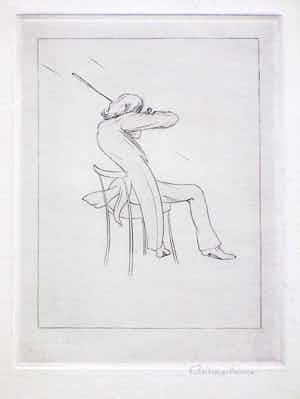 Engelien Reitsma-Valenca - De violist Alexander Schmuller - Ets/gravure verkocht voor € 40!