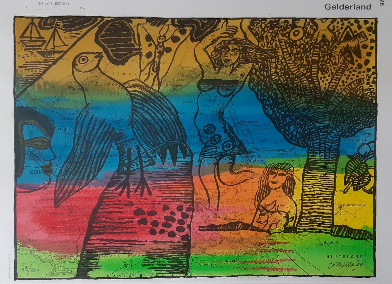 Corneille - " GELDERLAND " - kleurrijke Lithografie uit 2004 verkocht voor € 245!