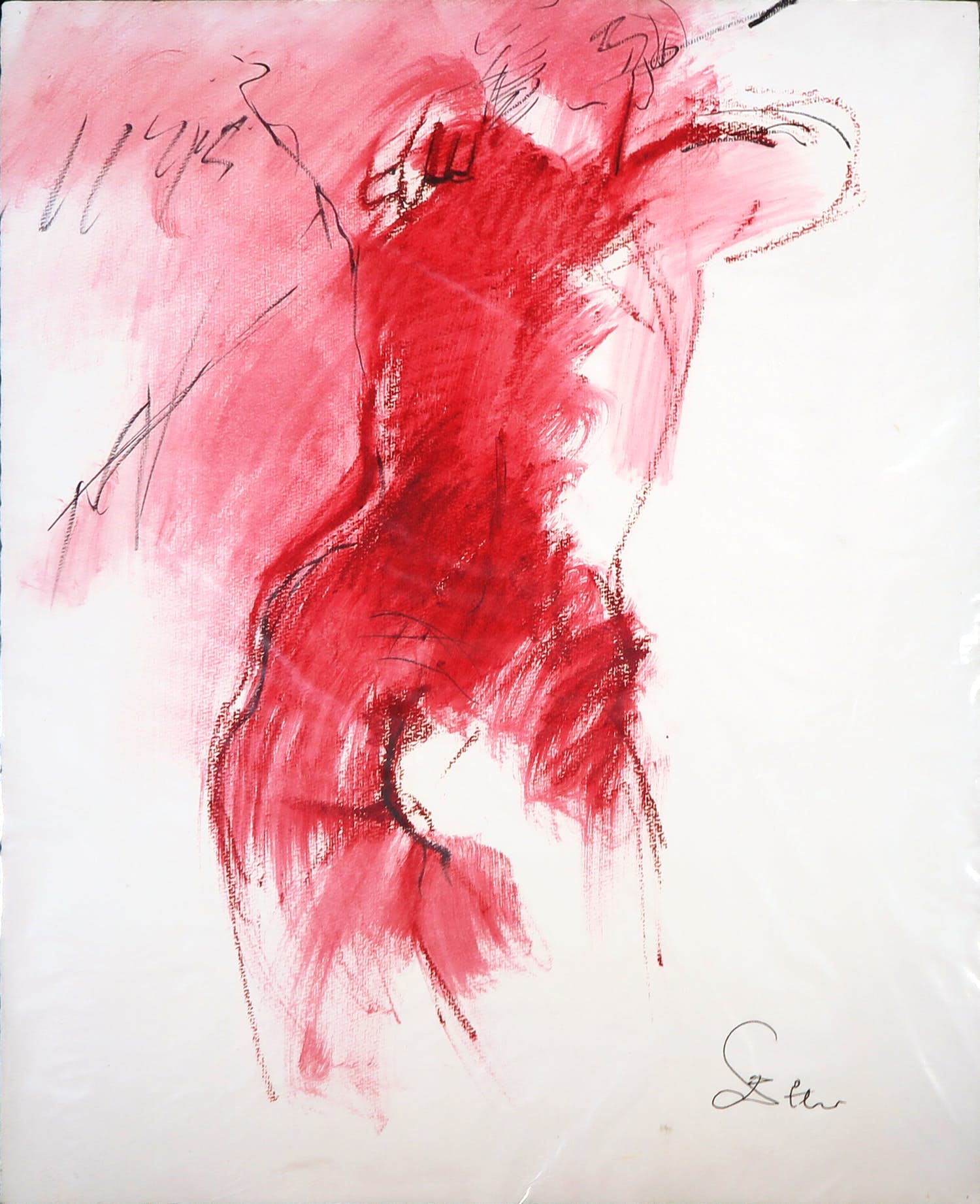 Franscz Witte - Gemengde techniek op papier, Naakt in roze tinten kopen? Bied vanaf 1!