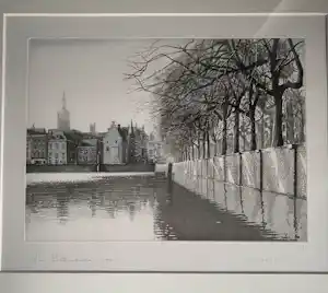 Wim Bettenhausen - Wim Bettenhausen - kleurenets - Hofvijver in tegenlicht vendu pour 300€ !