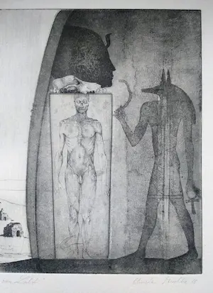 Christian Mischke - der Anubis von Lischt. Radierung 1980 kopen? Bied vanaf 80!