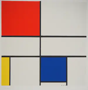 Piet Mondriaan - Piet Mondrian : Composition C n° III en rouge, bleu et jaune, lithographie kopen? Bied vanaf 125!