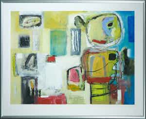 Hans Heijman - Acryl op papier, Zonder titel - Ingelijst (Groot) verkocht voor € 100!