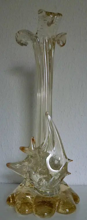 Niet of onleesbaar gesigneerd - Murano Glas - Pair of transparent Vases with Fish (Soliflore) - Glas kopen? Bied vanaf 1!