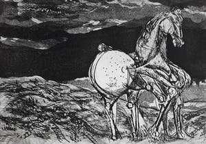 Willem Snitker - Paard in woest landschap, aquatint ets kopen? Bied vanaf 50!