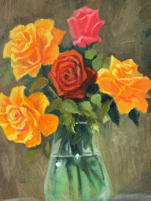 Niet of onleesbaar gesigneerd - vaas met rozen kopen? Bied vanaf 1!