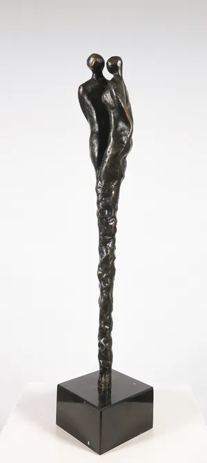 Niet of onleesbaar gesigneerd - Bronzen beeld van twee verstrengelde figuren kopen? Bied vanaf 1!