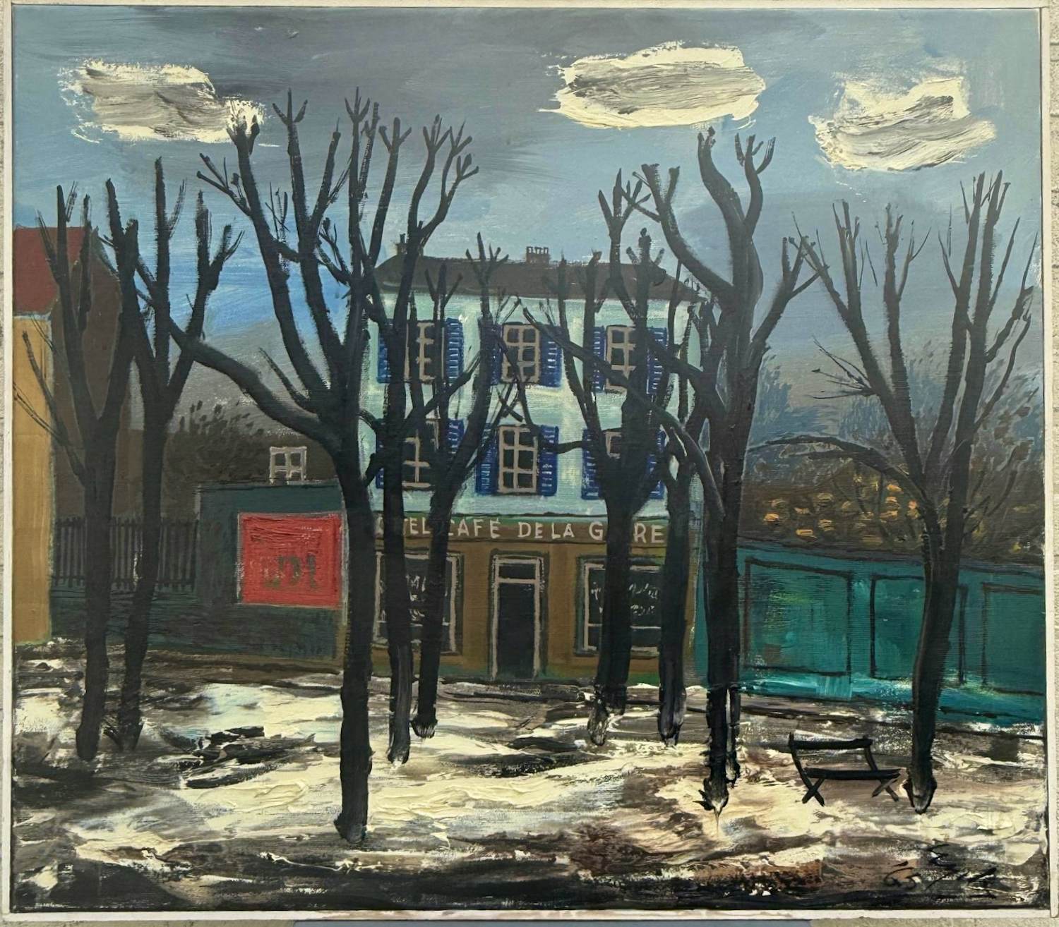 Charles Eyck - Olieverf op doek: Banlieue Parijs verkocht voor € 2000!