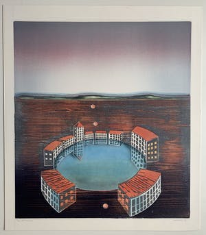 Willem de Vries - Houtsnede - 'Settlement' - 1999 (Kleine oplage) kopen? Bied vanaf 70!