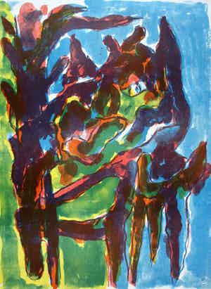 Jan Sierhuis - Litho: Abstracte compositie - 1985 verkocht voor € 75!