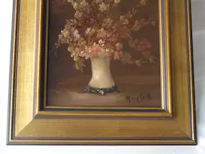 Niet of onleesbaar gesigneerd - Ingelijst , Olieverf , Bloemstilleven – onduidelijke signatuur… kopen? Bied vanaf 1!