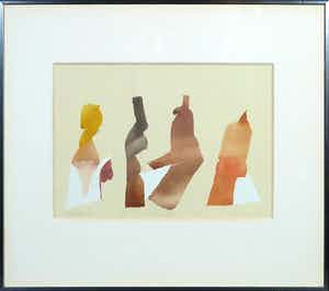 Henri Plaat - Gouache, Zonder titel - Ingelijst verkocht voor € 50!